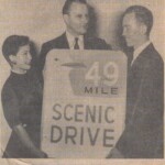 The artist Rex May being awarded a prize from the San Francisco Downtown Association for designing 49 Mile Scenic Drive signs